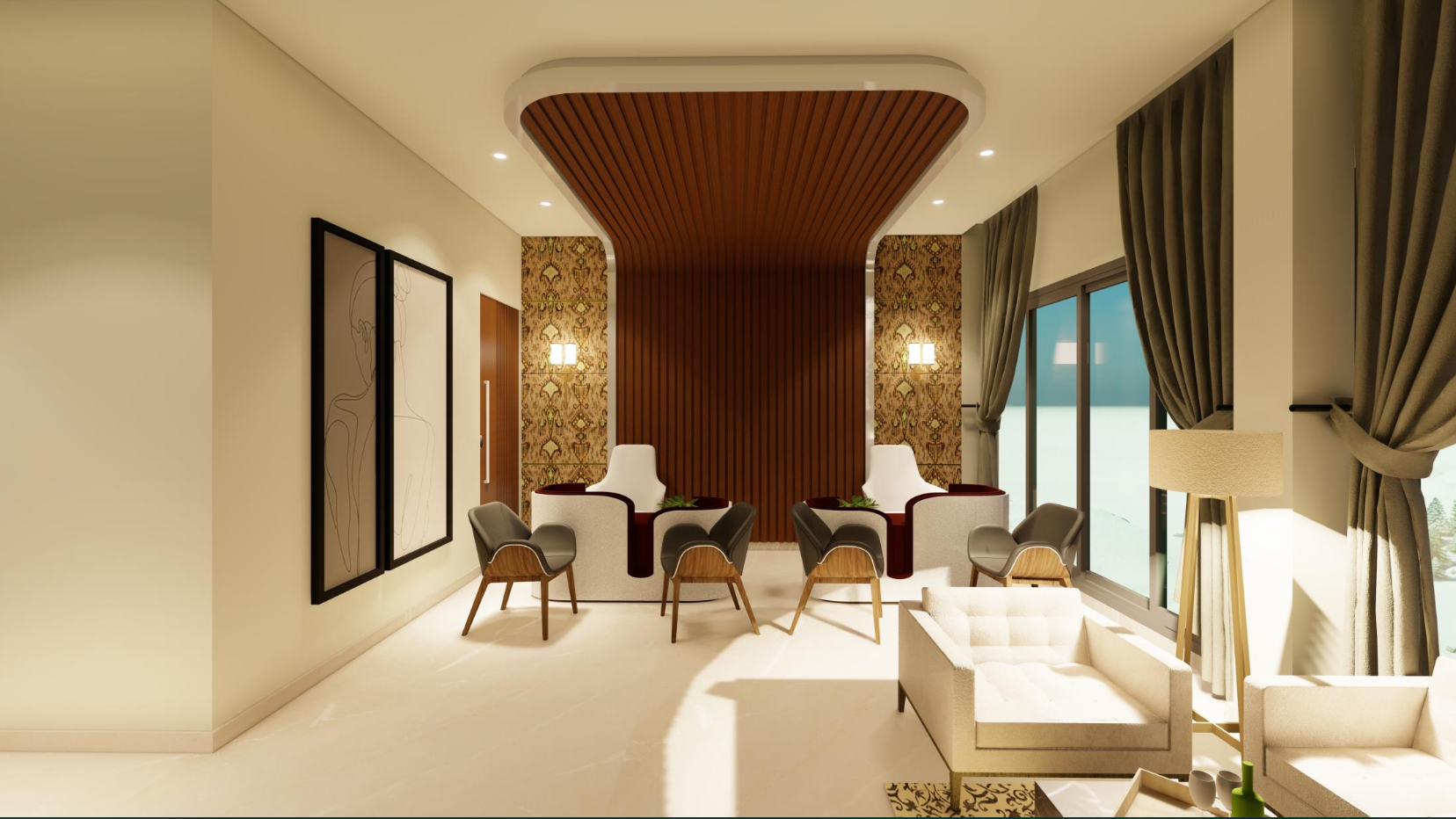 Reception lobby render for the 5 star hotel in Kufri
