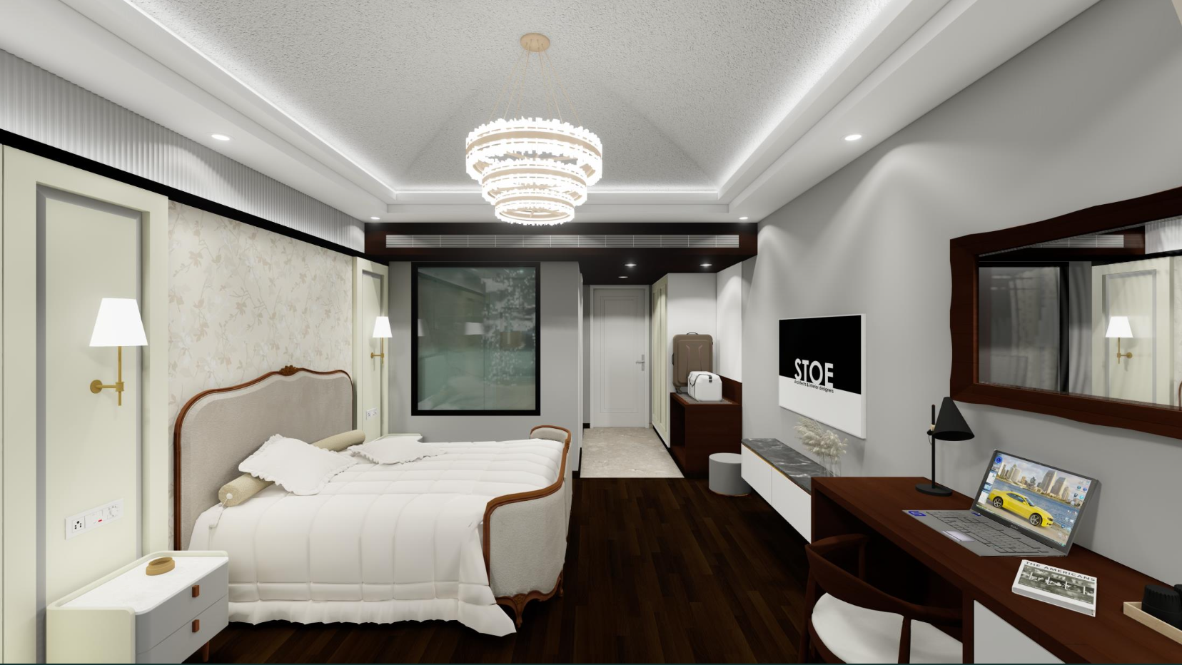Guest room suite render for the 5 star hotel in Kufri